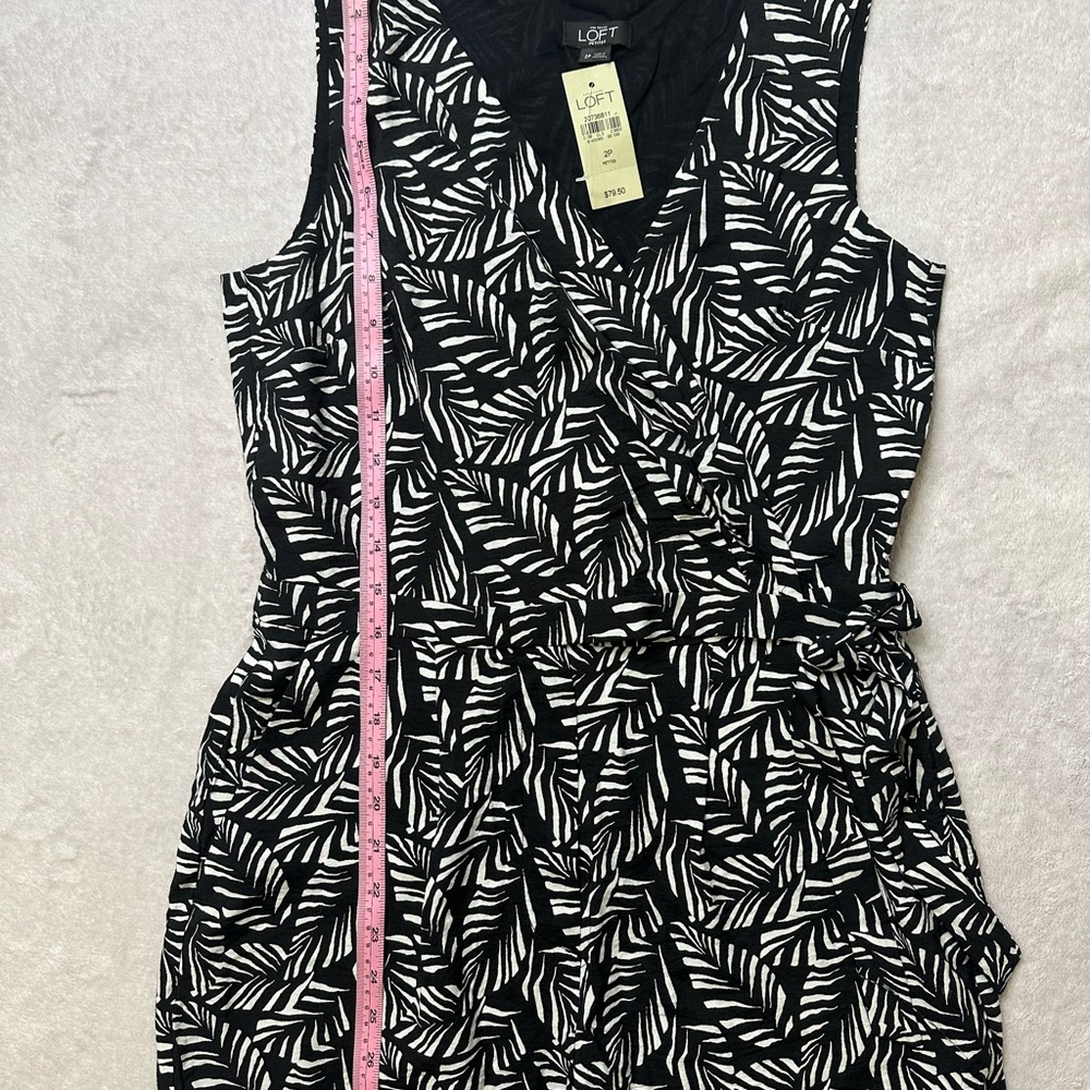 LOFT Black and White Sleeveless V-Neck Midi Sundress - Picture 11 of 13